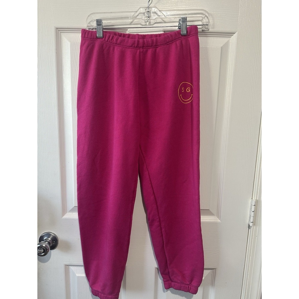 Spiritual Gangster Pink Luna Sweatpants Smiley Face‎ Women's Small